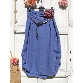 Olasz, len, oldalán húzott, kék szoknya:))