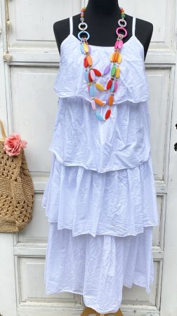 Olasz, rétegelt fodros, spagetti pántos ruha, fehér színben:)) Olasz, rétegelt fodros, spagetti pántos ruha, fehér színben:))