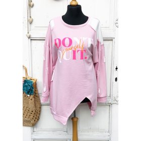   Olasz, hosszított, patchwork, extra szabású, rózsaszín felső, felirattal:))