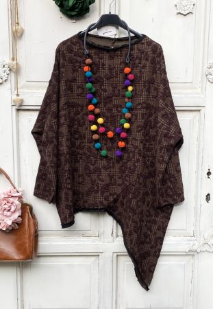 Olasz, extra szabású. barna/sötét barna mintás hosszított felső:)) Olasz, extra szabású. barna/sötét barna mintás hosszított felső:))