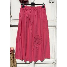   Olasz, A vonalú, rávarrt horgolt virágos, zsebes ciklámen szoknya:))