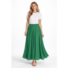 Olasz, pamut, alján kerekített libbenős, zöld szoknya:))