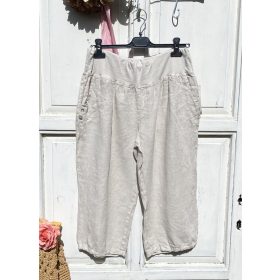 Olasz, 3/4-es len, bézs, zsebes nadrág:))