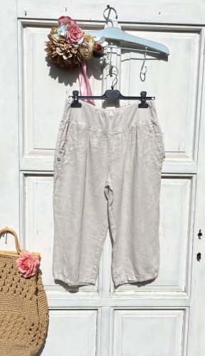 Olasz, 3/4-es len, bézs, zsebes nadrág:))