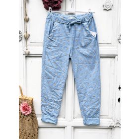   Olasz, extra kényelmes és rugalmas apró virág mintás nadrág, kék alappal:)))