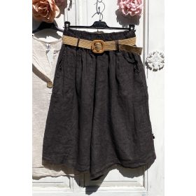   Olasz, len nadrág, bővebb szár résszel, barna színben, ajándék övvel:))