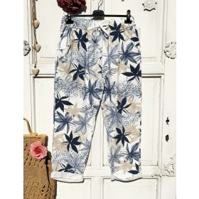 Olasz, kék virág mintás nadrág, zsebekkel:))