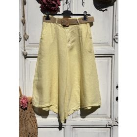   Olasz, len nadrág, bővebb szár résszel, sárga színben, ajándék övvel:))