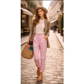   Olasz, extra kényelmes és rugalmas gombos, zsebes rózsaszín nadrág:)))