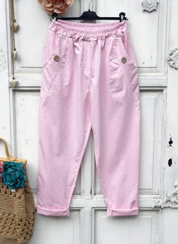 Olasz, extra kényelmes és rugalmas gombos, zsebes rózsaszín nadrág:)))