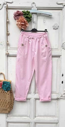 Olasz, extra kényelmes és rugalmas gombos, zsebes rózsaszín nadrág:)))