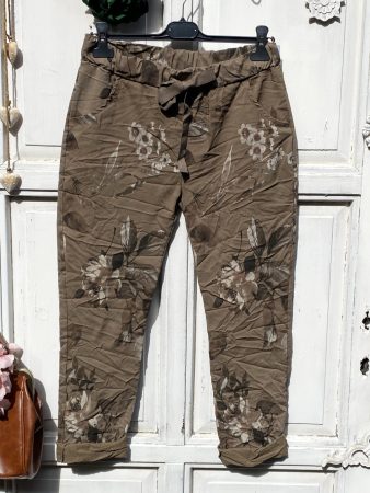 Olasz, extra kényelmes és rugalmas virág mintás nadrág, pasztell barna:))) Olasz, extra kényelmes és rugalmas virág mintás nadrág, pasztell barna:)))