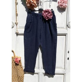 Olasz, len nadrág zsebekkel, kék színben:))