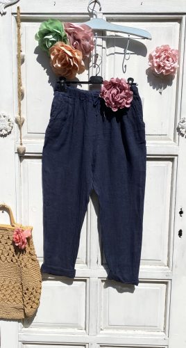 Olasz, len nadrág zsebekkel, kék színben:))