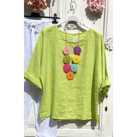 Olasz, len felső, lime színben:))