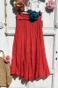 Olasz, libbenős pamut gyűrt szoknya, piros színben:))