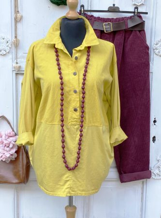 Olasz, hagyma mikrokord hosszított felső, gombokkal, sárga színben:))
