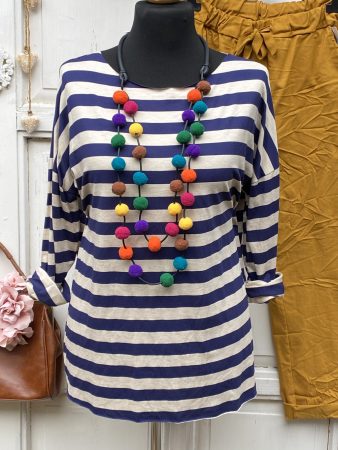 Olasz, kék/bézs csíkos felső:))