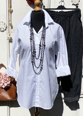 Olasz, alján kerekített hosszított ing, fehér színben:)))