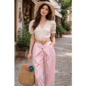   Olasz, extra szabású, átlapolós fazonú, rózsaszín nadrág, ajándék övvel:)))