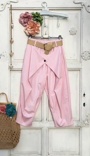 Olasz, extra szabású, átlapolós fazonú, rózsaszín nadrág, ajándék övvel:)))