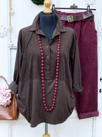 Olasz, hagyma mikrokord hosszított felső, gombokkal, barna színben:))