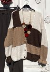  Olasz, patchwork kötött kardigán, gombokkal, fodros ujj résszel:))