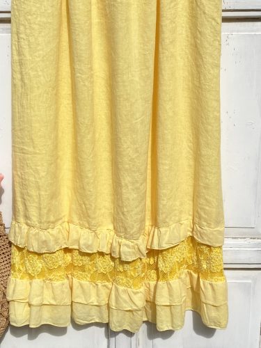 Olasz, len, alján rétegelt fodros szoknya, sárga színben:))