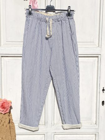 Olasz, extra kényelmes és rugalmas kék/fehér csíkos nadrág:)))