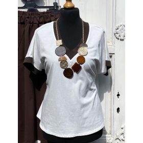 Olasz, barna szegélyes póló, V nyakkal:))