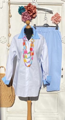 Olasz, alján kerekített hosszított fehér/kék ing:)))