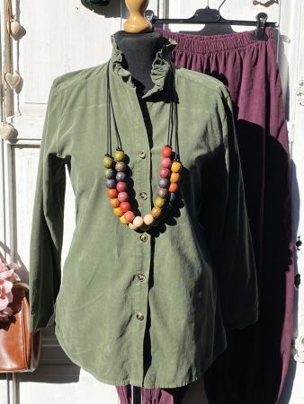 Olasz, nyakánál bájosan fodros, mikrokord ing, zöld színben:)) Olasz, nyakánál bájosan fodros, mikrokord ing, zöld színben:))