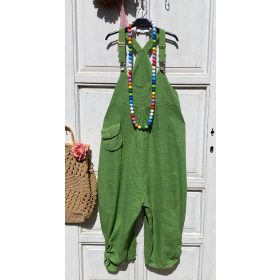 Olasz, len kertész nadrág, zsebekkel, zöld színben:))