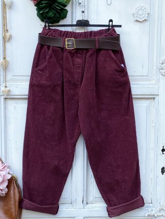 Olasz, zsebes kord nadrág, burgundi színben:))