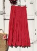 Olasz, libbenős pamut gyűrt szoknya, piros színben:))