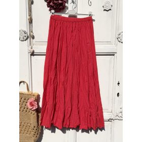 Olasz, libbenős pamut gyűrt szoknya, piros színben:))