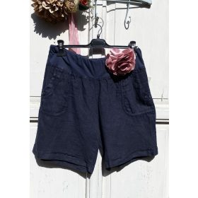 Olasz, len rövid nadrág, zsebekkel, kék színben:))