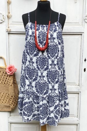 Olasz, kék mintás, könnyed  nyári ruha:))