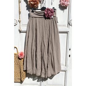   Olasz, libbenős pamut gyűrt szoknya, cappuccino színben:))