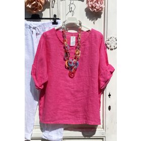 Olasz, len felső, ciklámen színben:))