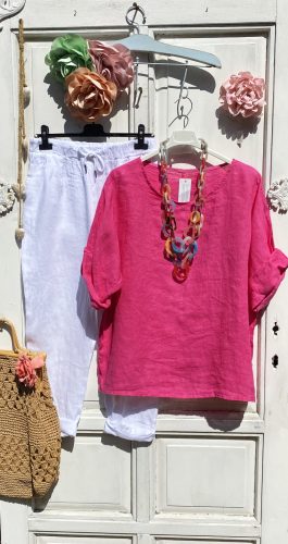 Olasz, len felső, ciklámen színben:))