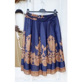 Olasz, rakott szabású, kek alapon mintás szoknya:))