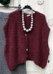   Olasz, vastagabb kötött felső/mellény, burgundi színben:))