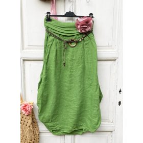 Olasz, len, oldalán húzott, zöld szoknya:))