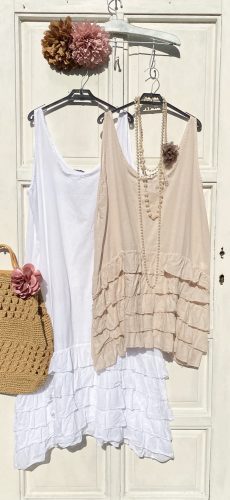 Olasz, rétegelt fodros lagenlook hosszított felső, púder színben:))