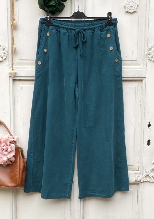 Olasz, oldalán zsebnél gombos, mikrokord petrol nadrág:))