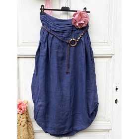 Olasz, len, oldalán húzott, kék szoknya:))