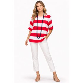 Olasz, bővebb szabású, piros/fehér csíkos felső:))