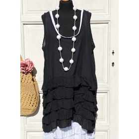   Olasz, rétegelt fodros lagenlook hosszított felső, fekete színben:))