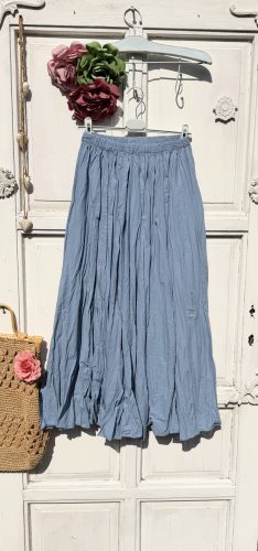 Olasz, libbenős pamut gyűrt szoknya, kék színben:))